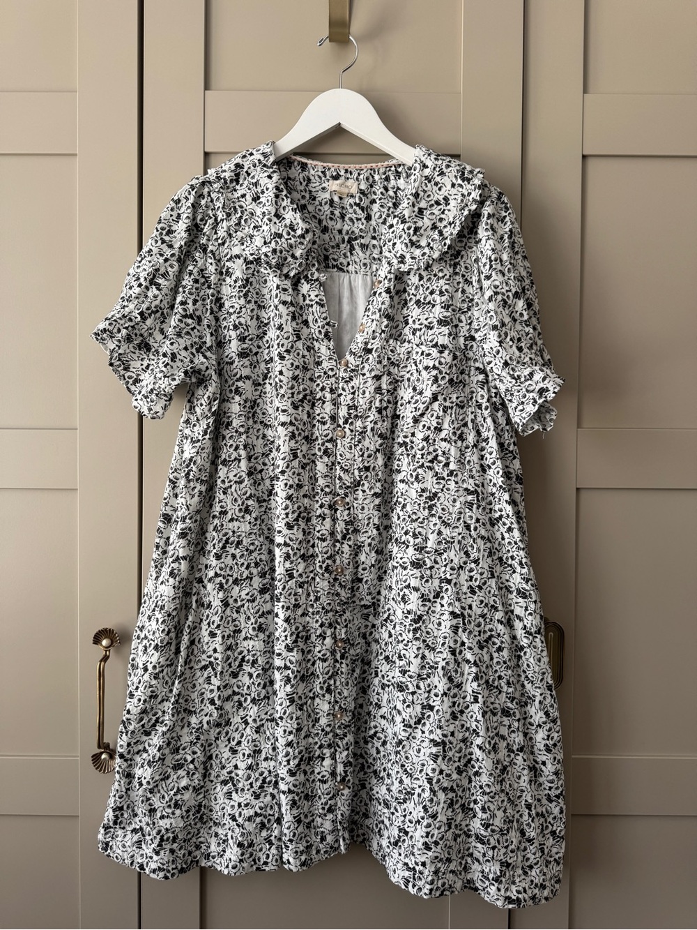 Pilcro Keira Mini Dress Anthropologie XL Black & White Pattern 100% Cotton